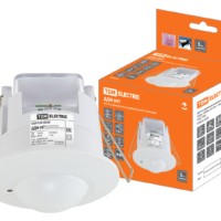 Датчик движения микроволновый (точечн.) ДДМ-04Т 5,8ГГц, 65мм, 1200Вт, 10-720с, 1-8м, 3+лк, 180(сбоку)+360(сверху)гр, IP20, TDM