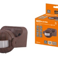 Датчик движения стена ДДС-02В (1100Вт, 5-480с, 6м, 5+Лк, 180гр, IP44), “ЭКО” венге TDM