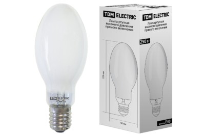 Лампа ртутная высокого давления прямого включения ДРВ 250Вт Е40 TDM