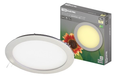 Светильник ультратонкий встраиваемый светодиодный “Даунлайт” СВО (хром) 18 Вт 3000К TDM