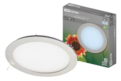 Светильник ультратонкий встраиваемый светодиодный “Даунлайт” СВО (хром) 18 Вт 4000К TDM