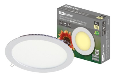 Светильник ультратонкий встраиваемый светодиодный “Даунлайт” СВО (белый) 6 Вт 3000К TDM