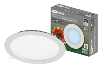 Светильник ультратонкий встраиваемый светодиодный “Даунлайт” СВО (белый) 6 Вт 4000К TDM