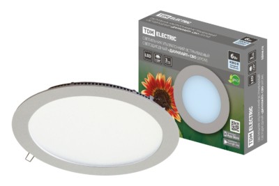 Светильник ультратонкий встраиваемый светодиодный “Даунлайт” СВО (хром) 6 Вт 4000К TDM