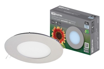 Светильник ультратонкий встраиваемый светодиодный “Даунлайт” СВО (хром) 3 Вт 4000К TDM