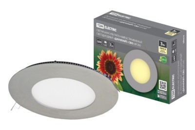 Светильник ультратонкий встраиваемый светодиодный “Даунлайт” СВО (хром) 3 Вт 3000К TDM