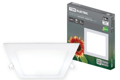 Светильник ультратонкий встраиваемый светодиодный “Даунлайт” квадрат СВО (белый) 24 Вт 6500К TDM