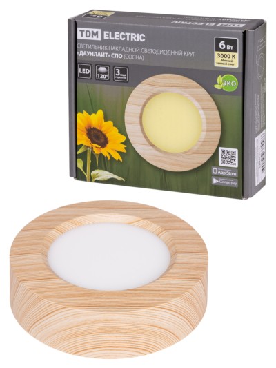 Светильник накладной светодиодный круг “Даунлайт” СПО (сосна) 6 Вт 120*32 мм 3000К TDM