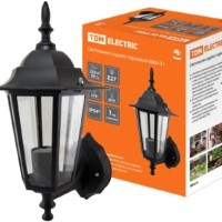 Светильник 6060-01 садово-парковый шестигранник, 60Вт, вверх, черный TDM