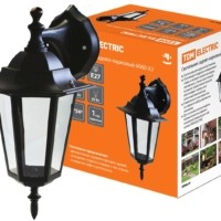 Светильник 6060-02 садово-парковый шестигранник, 60Вт, вниз, черный TDM