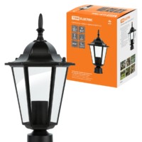 Светильник 6060-03 садово-парковый шестигранник, 60Вт, на опору, черный TDM