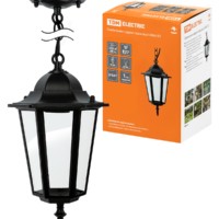 Светильник 6060-05 садово-парковый шестигранник, 60Вт, подвес, черный TDM