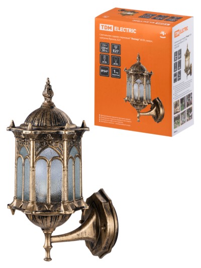 Светильник садово-парковый “Ампир” 60 Вт, вверх, шагрень/бронза Е27, TDM