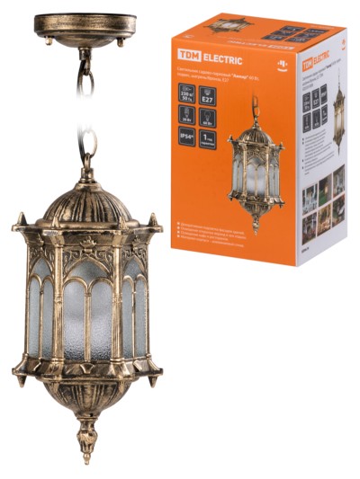Светильник садово-парковый “Ампир” 60 Вт, подвес шагрень/бронза Е27, TDM