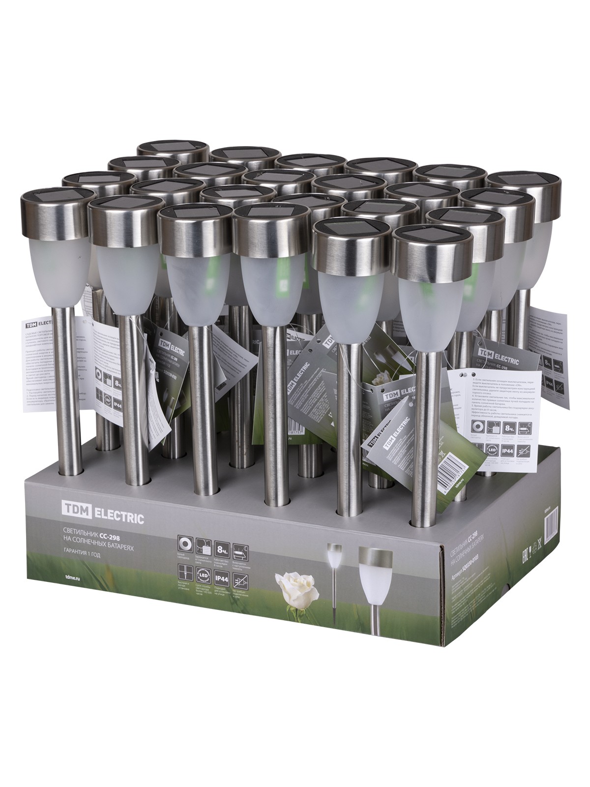 Светильник СС-298 на солнечных батареях, сталь, 5,5х37cм, ДБ, TDM — изображение 6