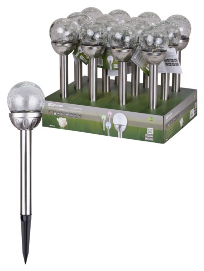 Светильник СС “Кракле” на солнечных батареях, сталь, меняет цвет, TDM