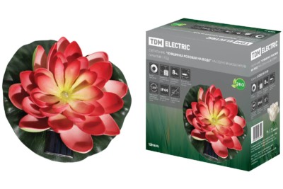 Светильник “Кувшинка розовая” на солнечных батареях, меняет цвет, водный, TDM