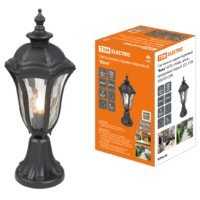 Светильник садово-парковый “Вена” 60 Вт, стойка, алюм., прозрачное/черный, Е27, TDM