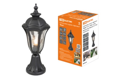 Светильник садово-парковый “Вена” 60 Вт, стойка, алюм., прозрачное/черный, Е27, TDM