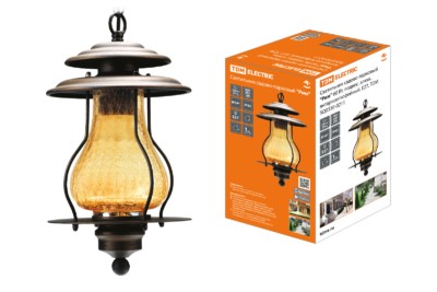 Светильник садово-парковый “Рим” 60 Вт, подвес, алюм., янтарное/кофейный, Е27, TDM