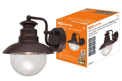 Светильник садово-парковый “Марсель” 60 Вт, вниз, алюм., прозрачное/махагон, Е27, TDM