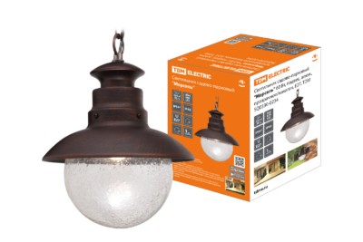 Светильник садово-парковый “Марсель” 60 Вт, подвес, алюм., прозрачное/махагон, Е27, TDM