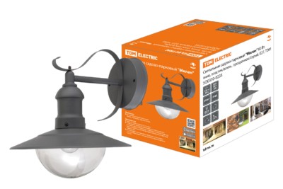 Светильник садово-парковый “Милан” 60 Вт, вниз, пластик/алюм., прозрачное/серый, Е27, TDM