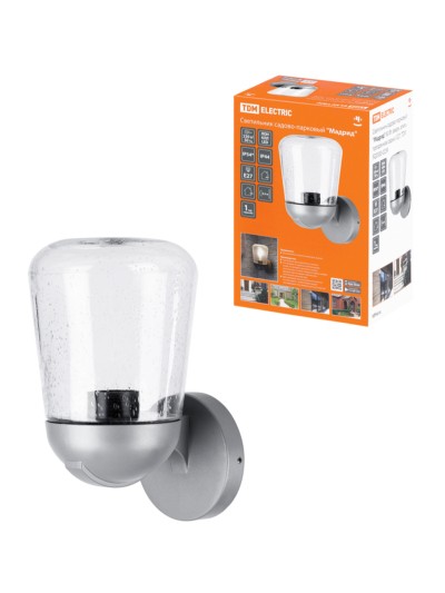 Светильник садово-парковый “Мадрид” 60 Вт, вверх, алюм., прозрачное/серый, Е27, TDM