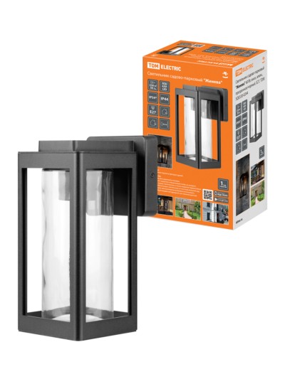 Светильник садово-парковый 26010, 60 Вт, вниз, алюм, прозрачн/ черный, Е27, TDM