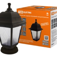 Светильник садово-парковый НТУ 04-60-001 четырехгранник, напольный, пластик, расс.пластик, черный TDM