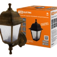 Светильник садово-парковый НБУ 04-60-001 четырехгранник, настенный, пластик, расс.пластик, бронза TDM