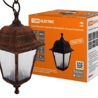 Светильник садово-парковый НСУ 04-60-001 четырехгранник, подвес, пластик, расс.пластик, медь TDM