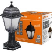 Светильник садово-парковый НТУ 04-60-001 четырехгранник, стойка, пластик, расс.пластик, серебро TDM