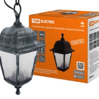 Светильник садово-парковый НСУ 04-60-001 четырехгранник, подвес, пластик, расс.пластик, серебро TDM