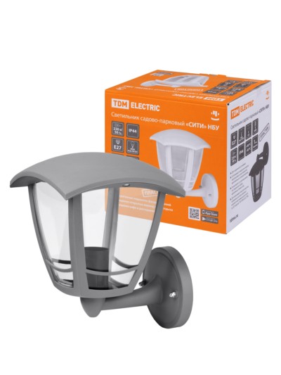 Светильник садово-парковый “СИТИ” НБУ 07-60-001 У1 4-х гранник настенный вверх серый TDM