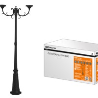 Опора парковая, без рассеив. НТУ 015, E27, 2×100 Вт, байонет 145 мм, H2005 мм, алюм, черн, IP54,TDM