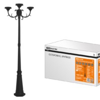 Опора парковая, без рассеив. НТУ 015, E27, 3×100 Вт, байонет 145 мм, H2005 мм, алюм, черн, IP54,TDM