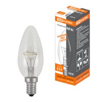 Лампа ЛН свеча 60Вт Е14 230В прозрачная TDM