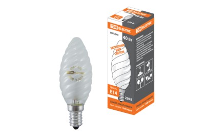 Лампа ЛН свеча витая 40Вт Е14 230В матовая TDM