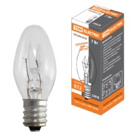 Лампа ЛН Е12 свеча мини 7Вт 230В 50Гц прозрачная TDM