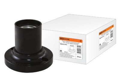 Патрон карболитовый потолочный Е27 чёрный прямой Б/Н TDM