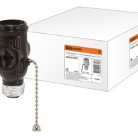 Патрон-розетка карболитовый с выключателем Е27 чёрный TDM