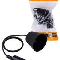 Патрон пластиковый Е27 с подвесом 1 м чёрный TDM