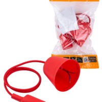 Патрон пластиковый Е27 с подвесом 1 м красный TDM