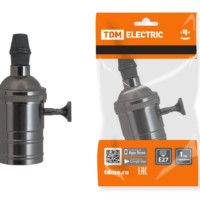 Патрон подвесной Е27 с выключателем металлический “Лофт” чёрный TDM