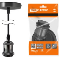 Патрон Е27 с подвесом 1 м металлический “Лофт” чёрный TDM