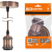 Патрон Е27 с подвесом 1 м металлический “Лофт” медь TDM