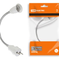 Переходник вилка-Е27 гибкий 300мм, белый, TDM