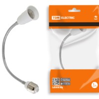 Переходник Е27-Е27 гибкий 300мм, белый, TDM