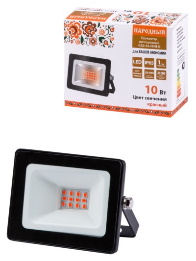 Прожектор светодиодный СДО-04-500Н 500 Вт, 6500 К, IP65, черный, Народный